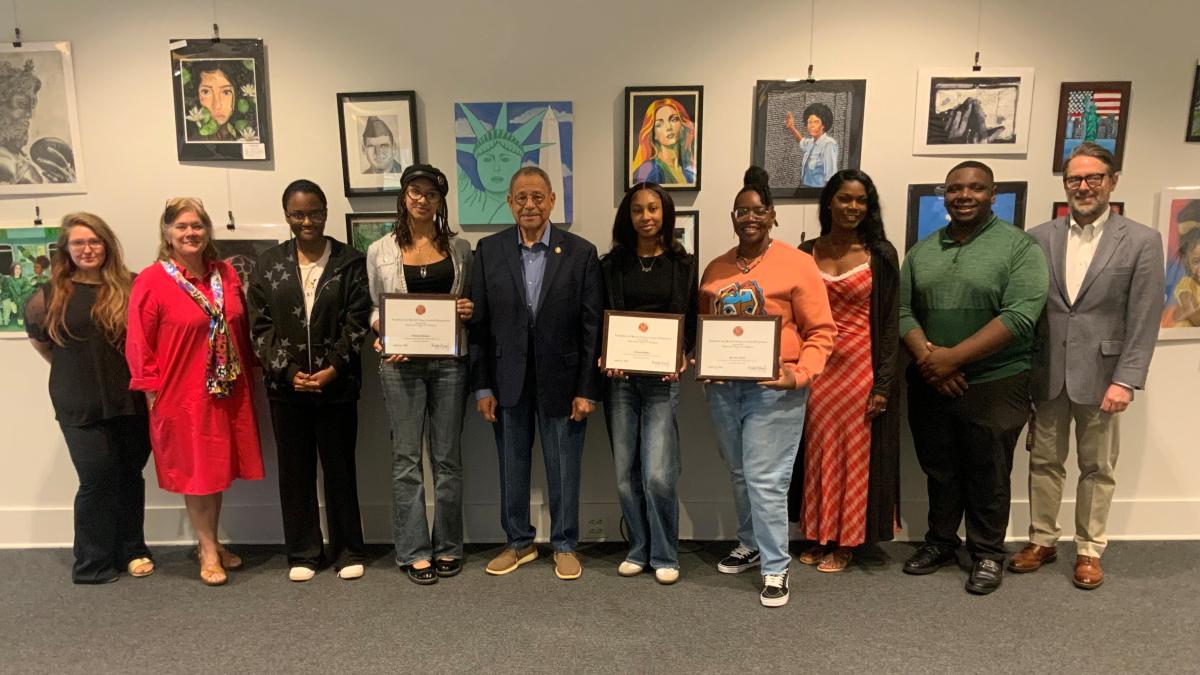 Congressman Bishop with winners of the 2026 Congressional Art Competition in GA-02