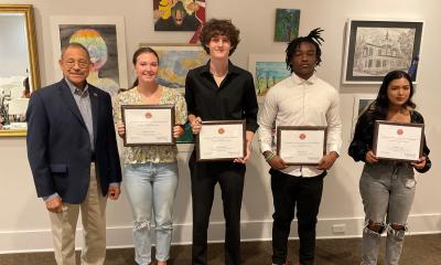 Congressman Bishop with the 2023 Congressional Art Competition Winners from GA02