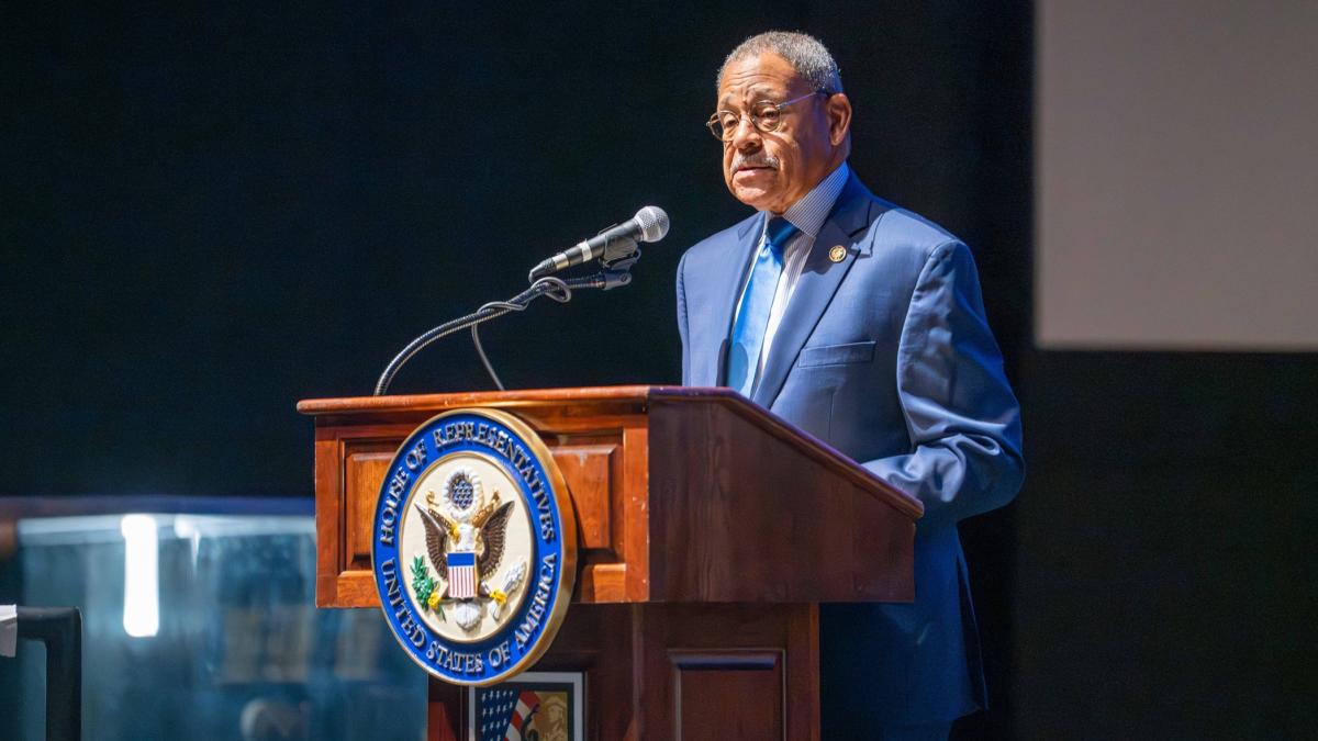 Congressman Bishop welcomes presenters and participants to the 2025 Congressional Military Family Caucus Summit at the National Infantry Museum and Soldier Center