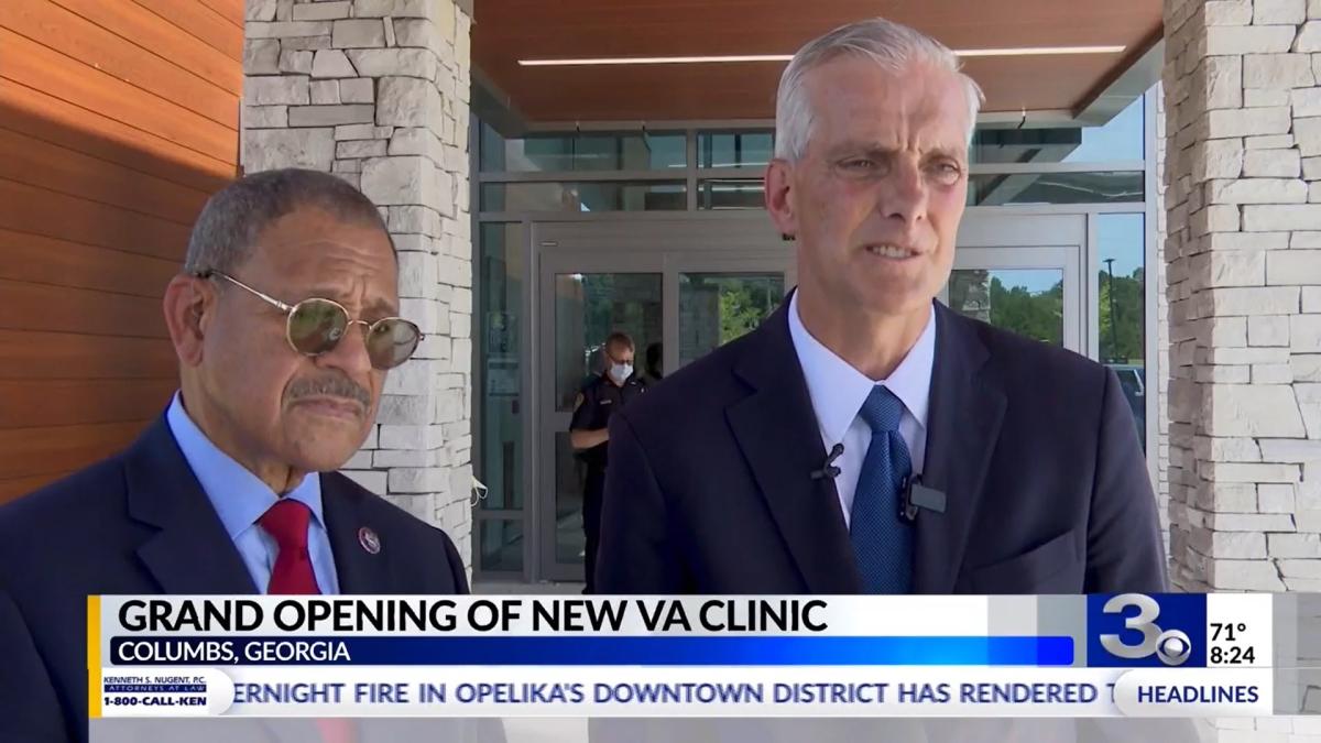 Congressman Sanford Bishop and Veterans Affairs Secretary Denis McDonough participate in ribbon  cutting ceremony at the new Poydasheff VA Clinic in Columbus, GA